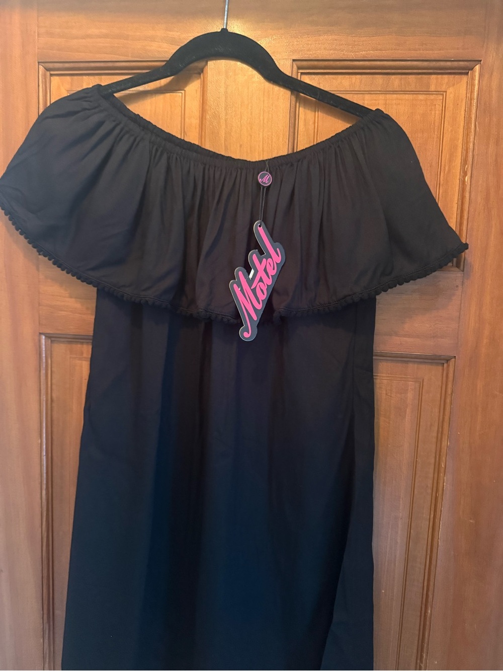 Motel Rocks Black Gathered Neckline Dress